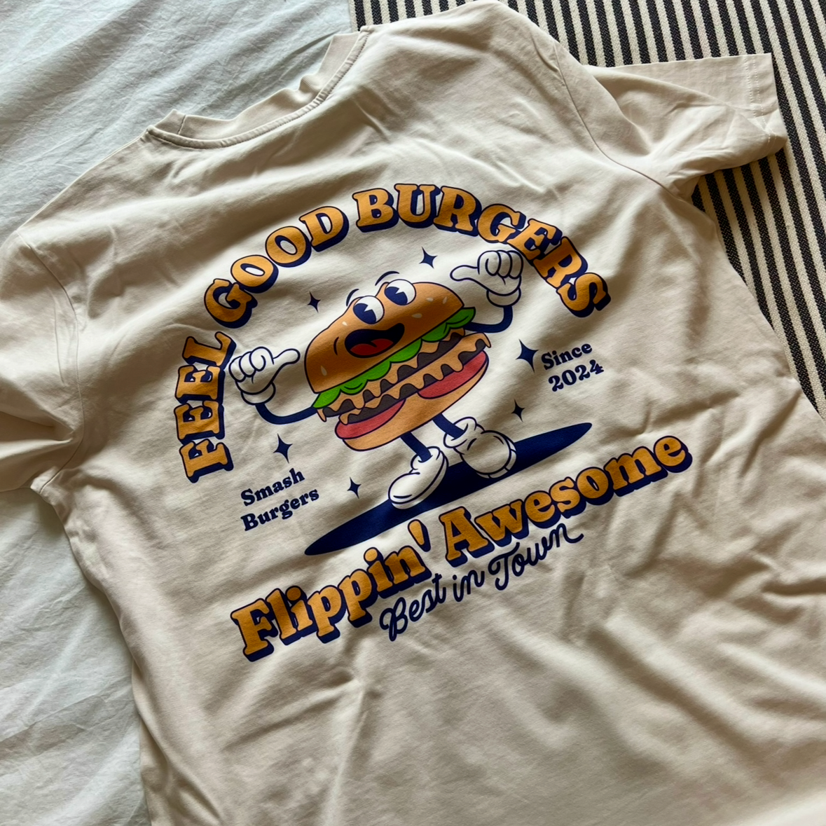 Burger T Shirt | Unisex T-shirt | Retro Graphic | 100% Organic Cotton