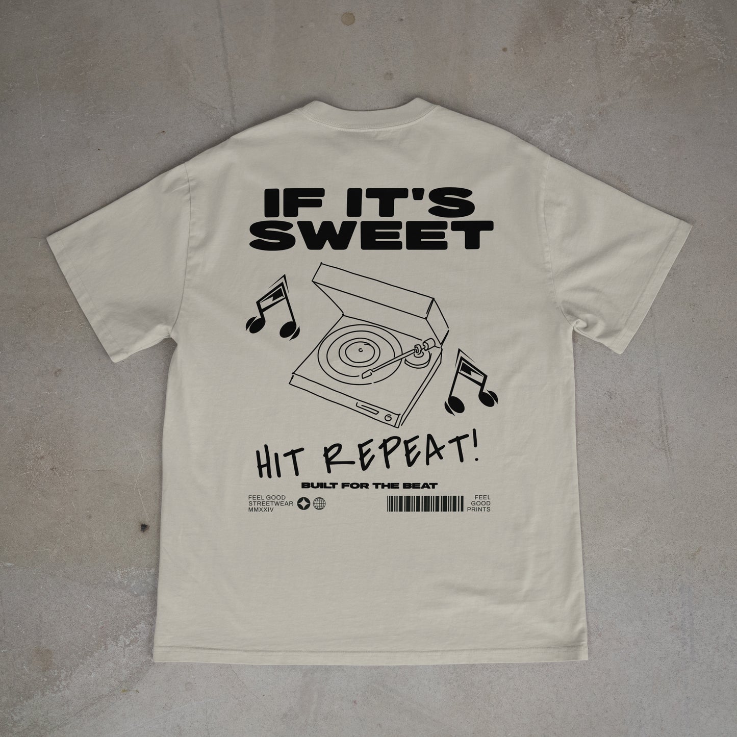 If It's Sweet Hit Repeat - Oversized Organic Cotton Graphic T-shirt