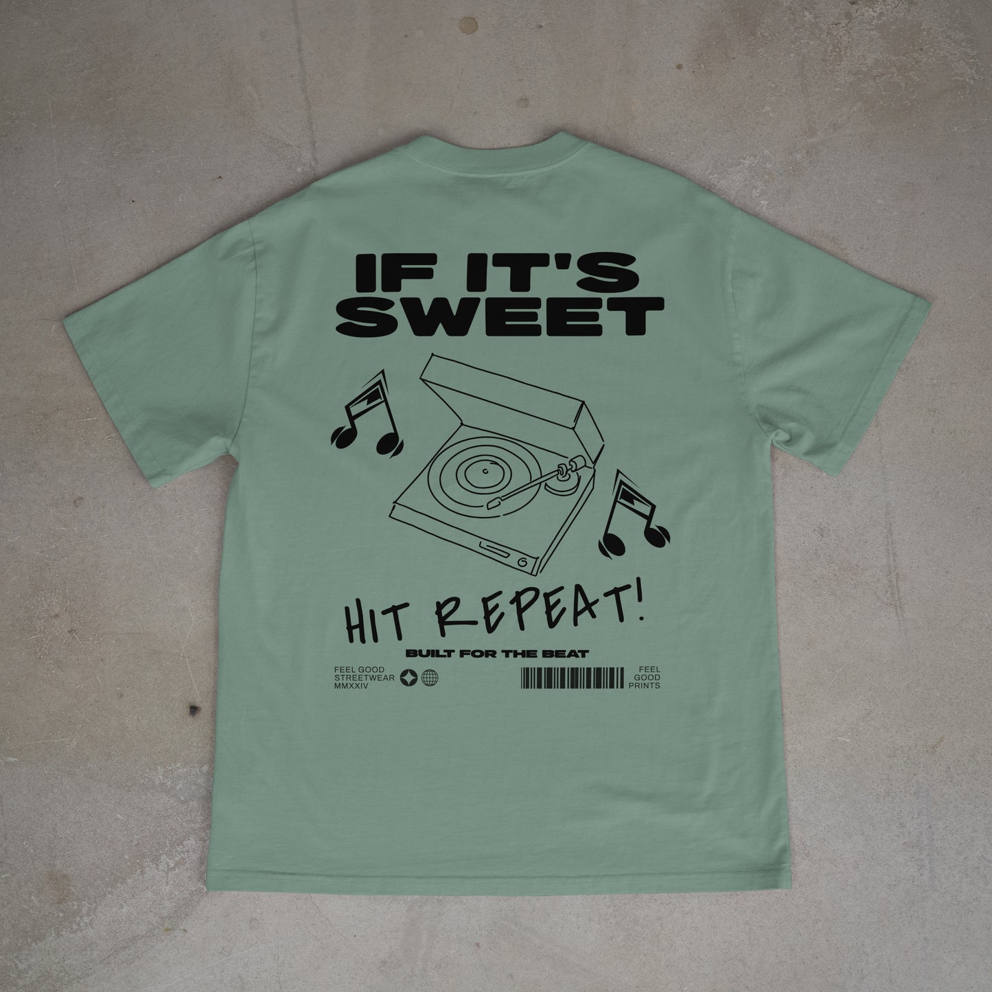 If It's Sweet Hit Repeat - Oversized Organic Cotton Graphic T-shirt
