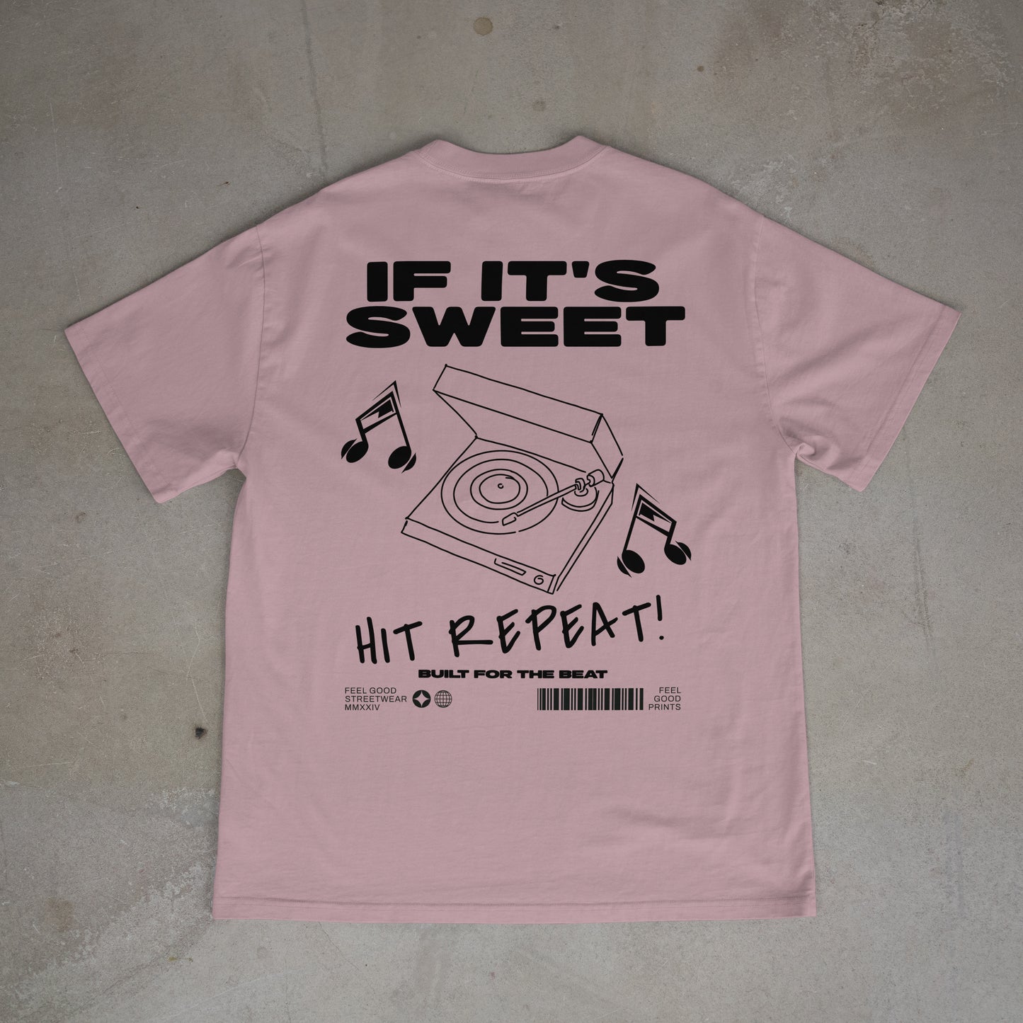 If It's Sweet Hit Repeat - Oversized Organic Cotton Graphic T-shirt