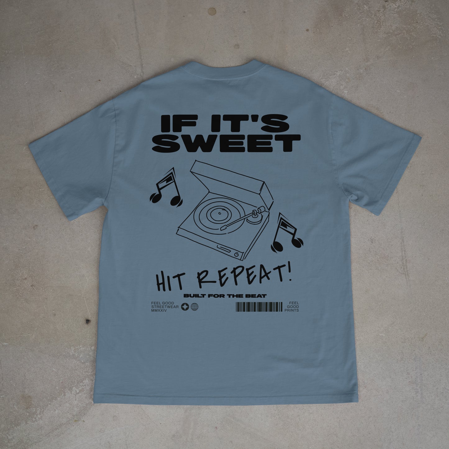 If It's Sweet Hit Repeat - Oversized Organic Cotton Graphic T-shirt