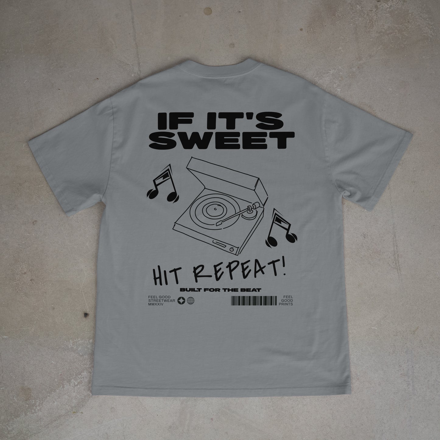 If It's Sweet Hit Repeat - Oversized Organic Cotton Graphic T-shirt
