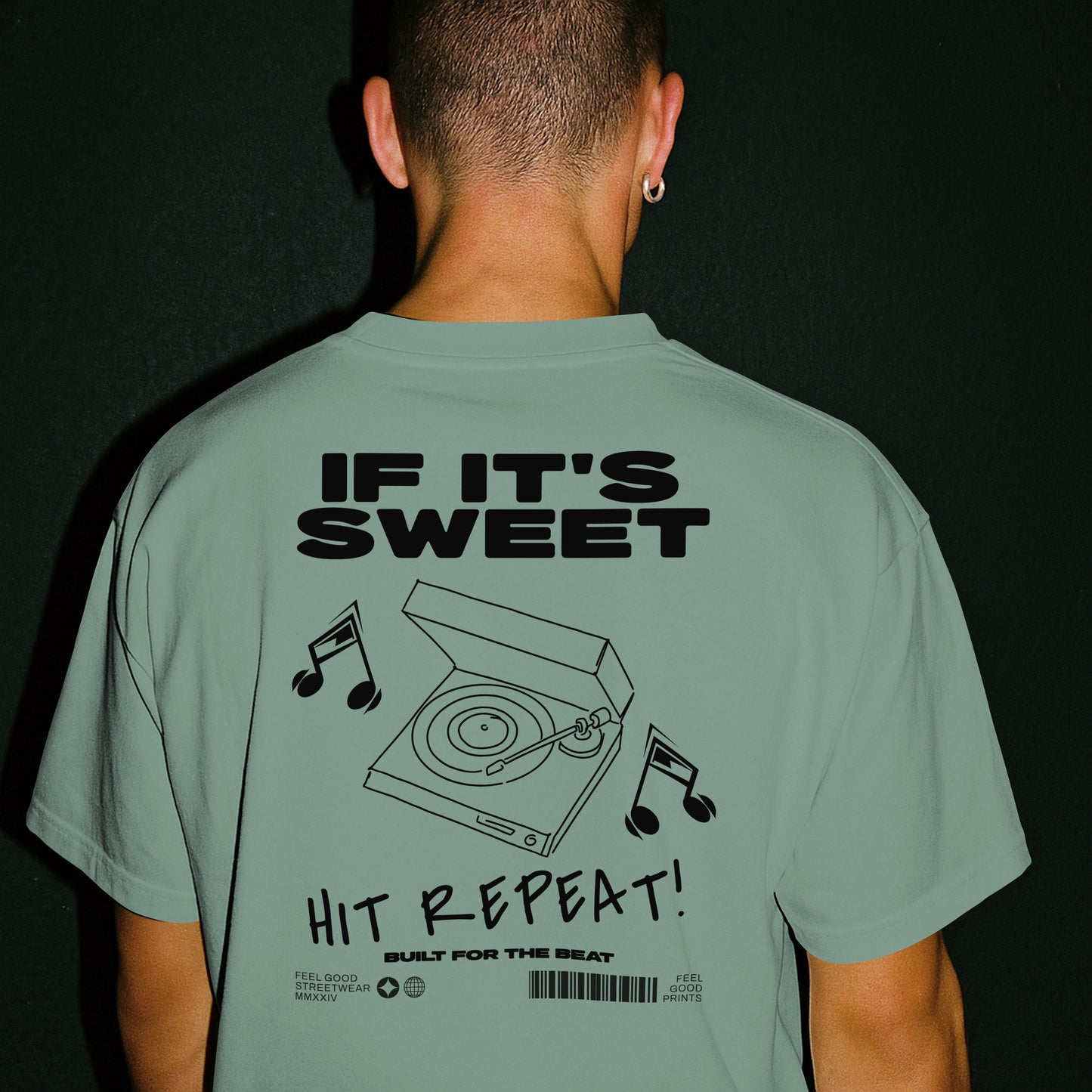 If It's Sweet Hit Repeat - Oversized Organic Cotton Graphic T-shirt