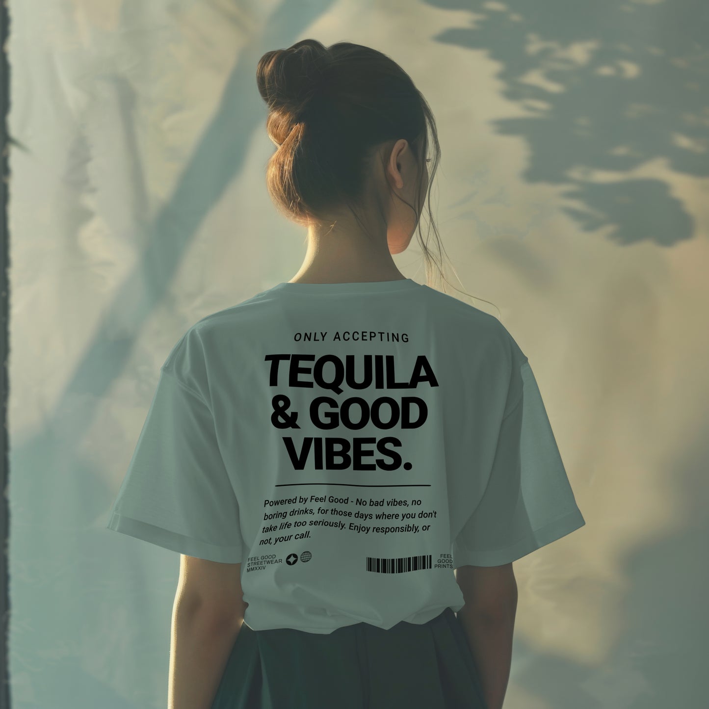 Only Accepting Good Vibes & Tequila - Oversized Organic Cotton Graphic T-shirt