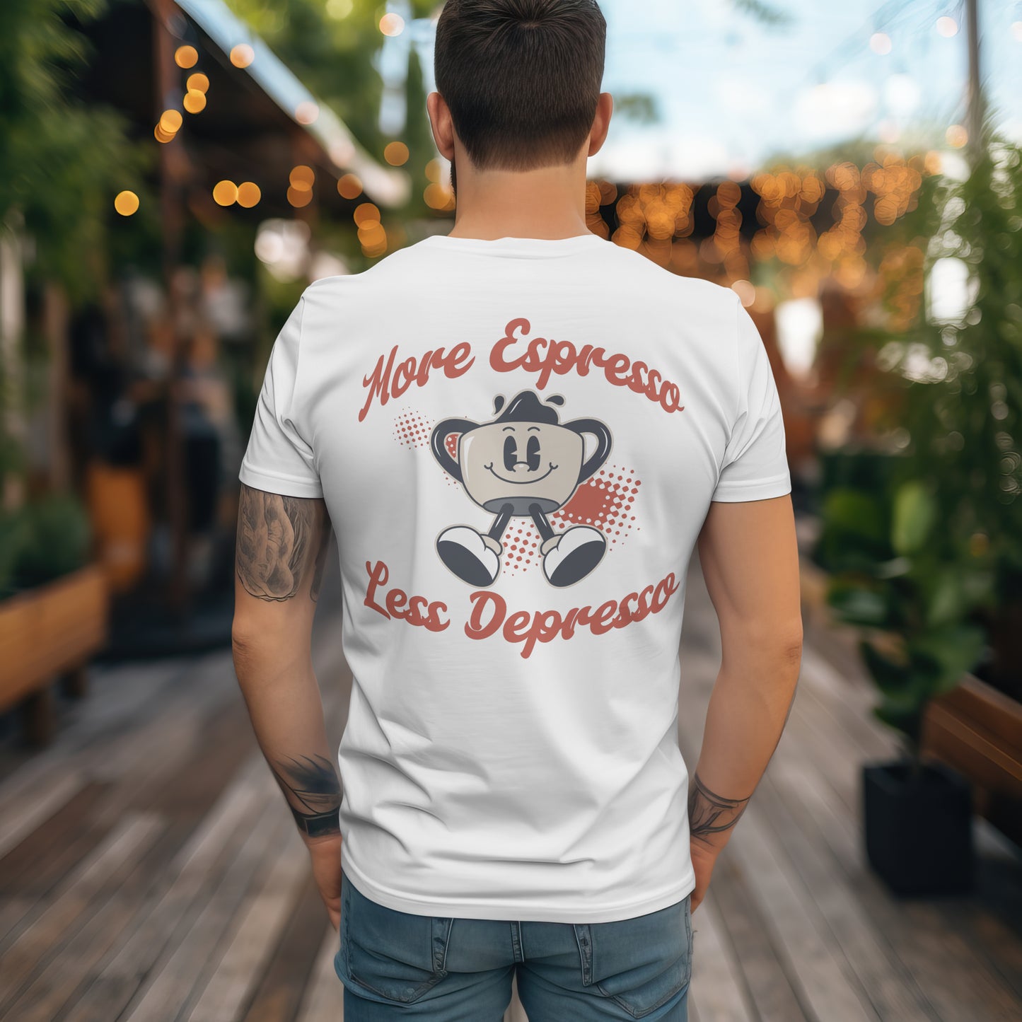 Coffee T Shirt More Espresso Less Depresso | Unisex T-shirt | Retro Graphic | 100% Organic Cotton
