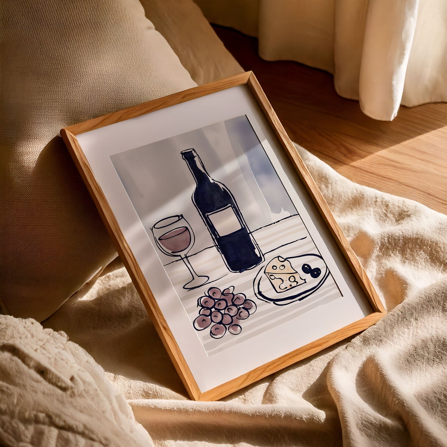Cheese and Wine - Home Essential Art Poster Prints