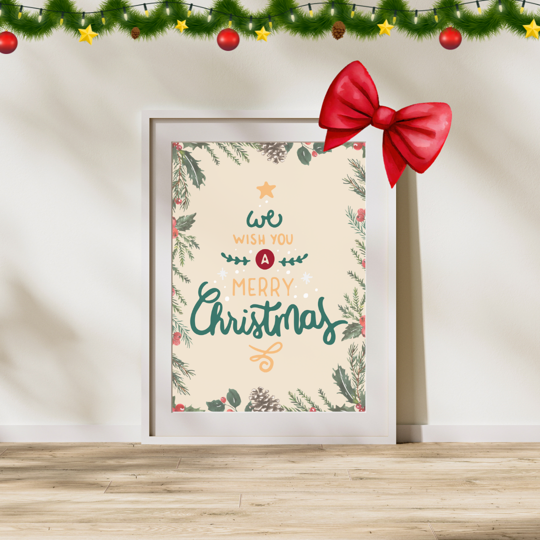 Christmas Print Xmas Poster We Wish You A Merry Christmas Decor Home Festive Decoration Christmas Wall Art Christmas Accessories