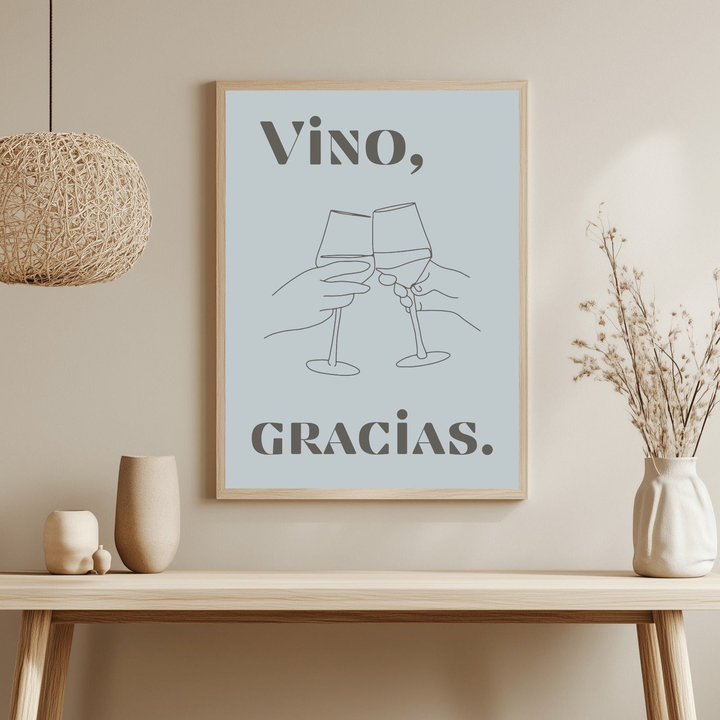 Vino gracias - Spanish Inspired Art Poster Prints