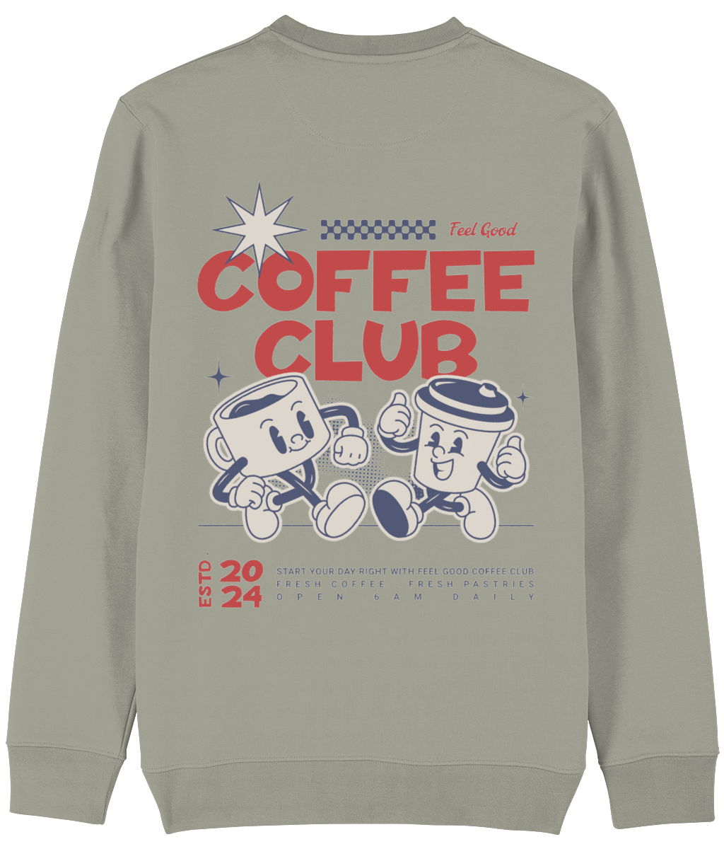 Coffee Sweatshirt | Unisex | Retro Graphic | 85% Organic Cotton 15% Recycled Polyester