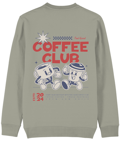 Coffee Sweatshirt | Unisex | Retro Graphic | 85% Organic Cotton 15% Recycled Polyester