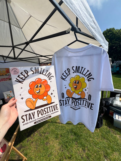 Stay Positive | Unisex T-shirt | Retro Graphic | 100% Organic Cotton