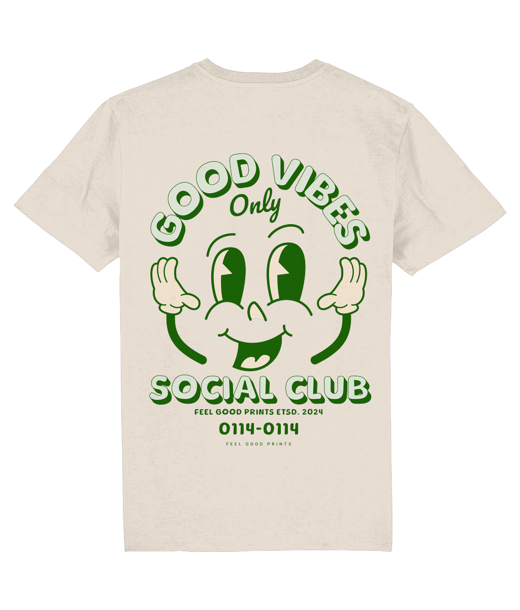 Good Vibes Unisex T-shirt | Green | Retro Graphic | 100% Organic Cotton