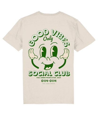 Good Vibes Unisex T-shirt | Green | Retro Graphic | 100% Organic Cotton