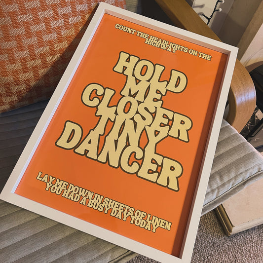 Elton John Tiny Dancer Lyrics Quote Prints Disco Customised Personalised Art Retro Vintage 70's Music 1970's Music Prints Poster Art