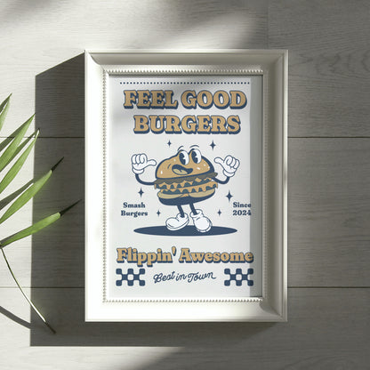 Retro Burger Print | Feel Good Burgers