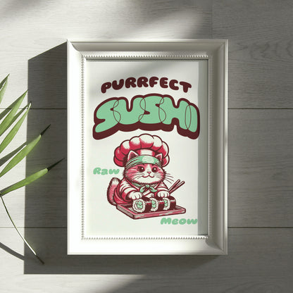 Purrfect Sushi | Funny Cat Print