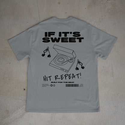 If It's Sweet Hit Repeat - Oversized Organic Cotton Graphic T-shirt