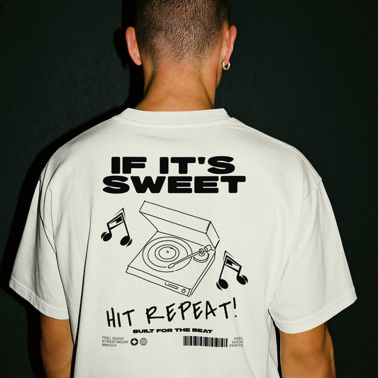 If It's Sweet Hit Repeat - Oversized Organic Cotton Graphic T-shirt