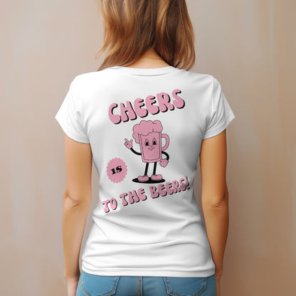 Beer Unisex T-shirt | Retro Graphic | 100% Organic Cotton | Pink