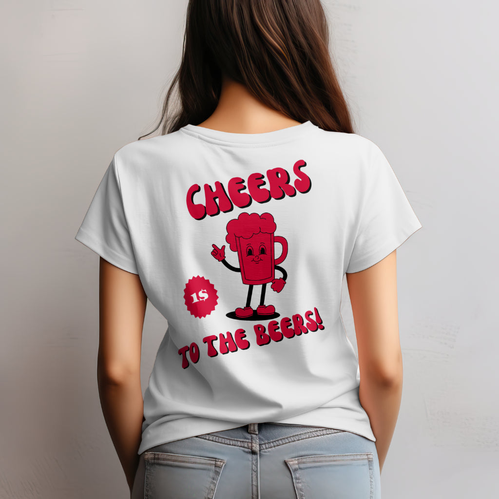 Beer Unisex T-shirt | Retro Graphic | 100% Organic Cotton | Red