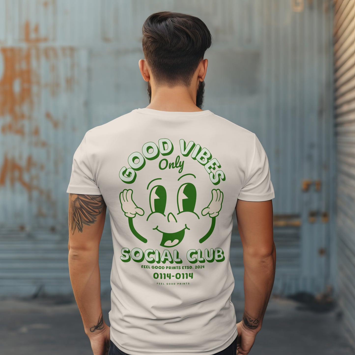 Good Vibes Unisex T-shirt | Green | Retro Graphic | 100% Organic Cotton