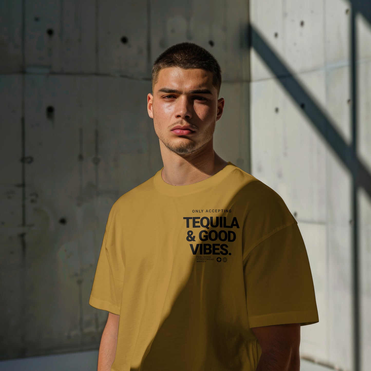 Only Accepting Good Vibes & Tequila - Oversized Organic Cotton Graphic T-shirt
