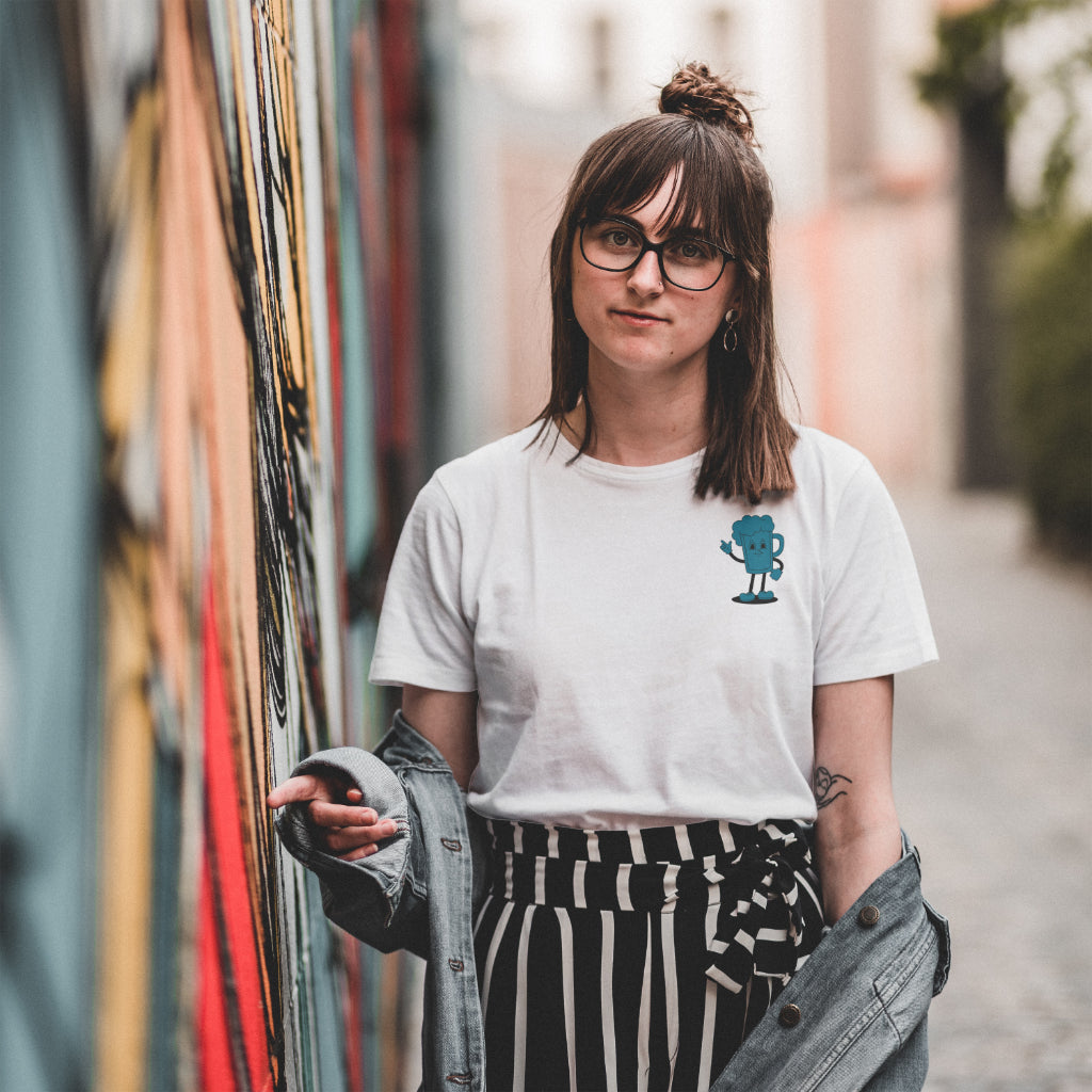 Beer Unisex T-shirt | Retro Graphic | 100% Organic Cotton | Blue