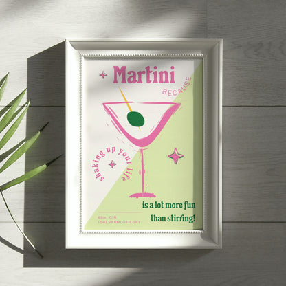 Martini Print Cocktail Decor Gift Idea Cocktail Lover Martini Era Mar tini Mart ini Kitchen Print Dining Room Martini Dirty Funny Print