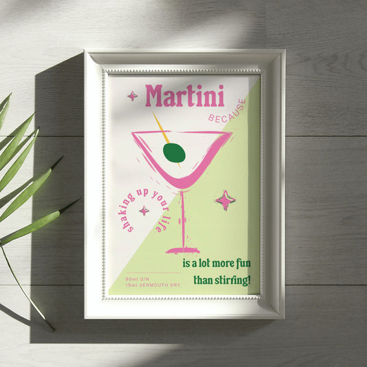 Martini Print Cocktail Decor Gift Idea Cocktail Lover Martini Era Mar tini Mart ini Kitchen Print Dining Room Martini Dirty Funny Print