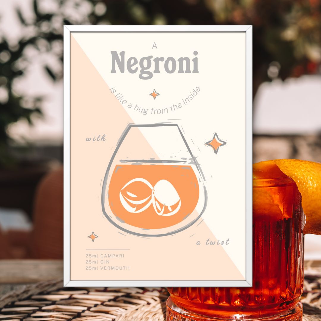 Negroni Print Negron i Cocktail Print Italian Art Kitchen Print Dining Room Negroni Lover Gift For Cocktail Lover Colourful Funny Print