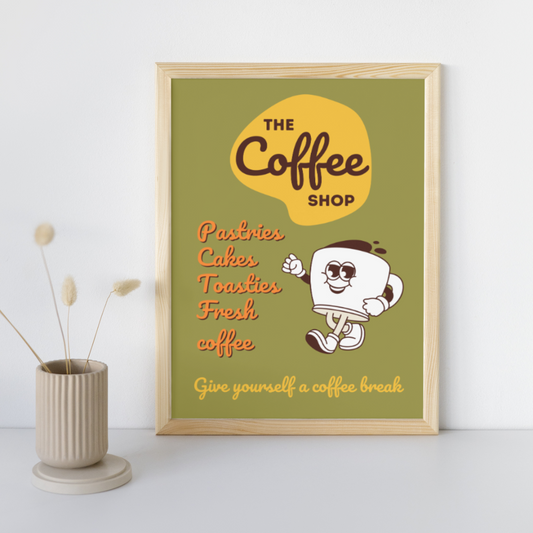 Coffee Art Print Poster Retro Coffee Kitchen Print Home Decor Coffee And Pastries Vintage Fresh Colourful Feel Good Prints Retro Art Home