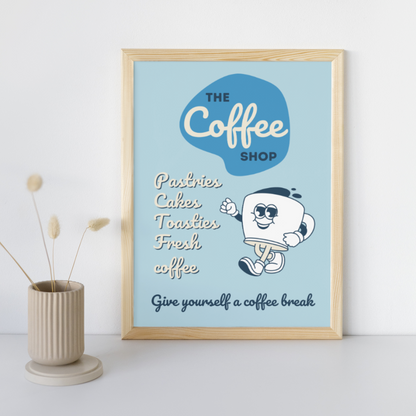 Coffee Art Print Poster Retro Coffee Kitchen Print Home Decor Coffee And Pastries Vintage Fresh Colourful Feel Good Prints Retro Art Home