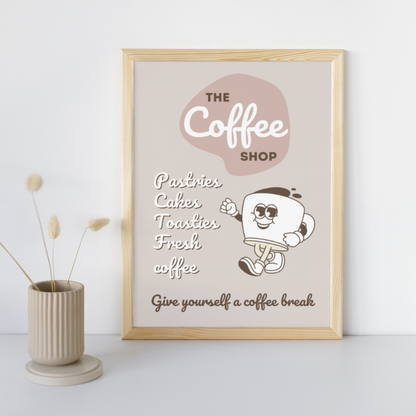 Coffee Art Print Poster Retro Coffee Kitchen Print Home Decor Coffee And Pastries Vintage Fresh Colourful Feel Good Prints Retro Art Home