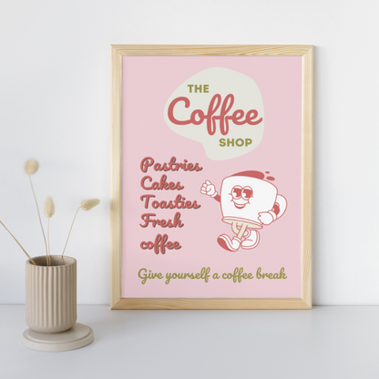 Coffee Art Print Poster Retro Coffee Kitchen Print Home Decor Coffee And Pastries Vintage Fresh Colourful Feel Good Prints Retro Art Home