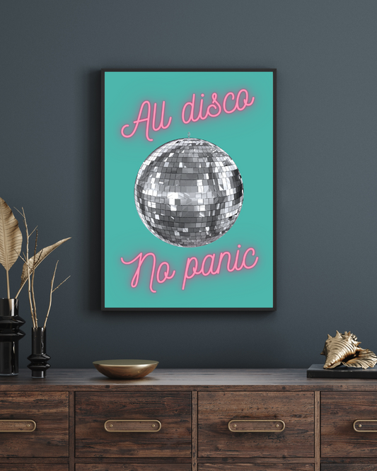 Disco Print Retro Customisable Print Personalised Wall Print Home Decor Neon Print Colourful Music Disco Ball Panic At The Disco