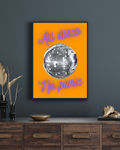 Disco Print Retro Customisable Print Personalised Wall Print Home Decor Neon Print Colourful Music Disco Ball Panic At The Disco