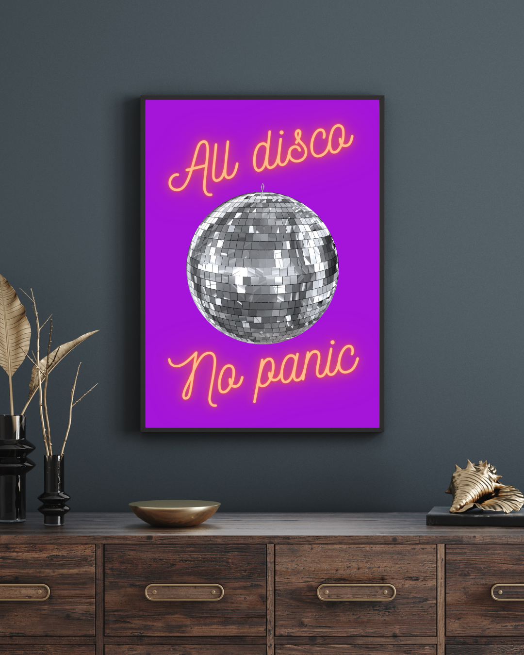 Disco Print Retro Customisable Print Personalised Wall Print Home Decor Neon Print Colourful Music Disco Ball Panic At The Disco