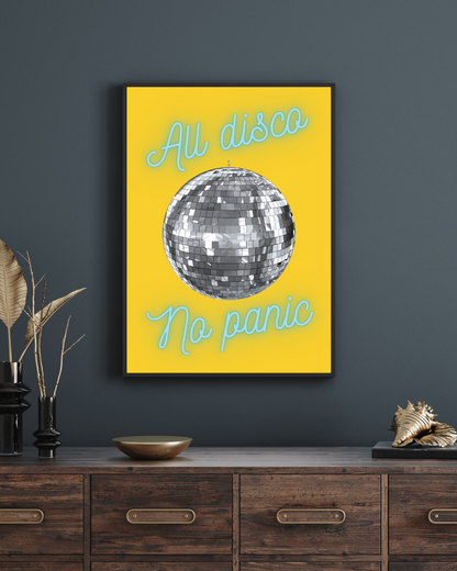 Disco Print Retro Customisable Print Personalised Wall Print Home Decor Neon Print Colourful Music Disco Ball Panic At The Disco