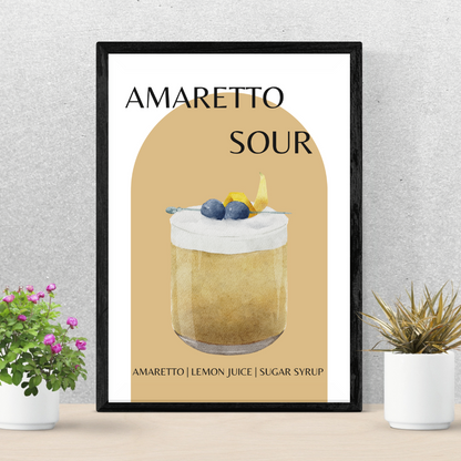 Amaretto Sour Print Cocktail Wall Print Home Bar Decor Home Bar Print Poster Cocktail Recipe Gift For Home Bar Gift For Cocktail Lover