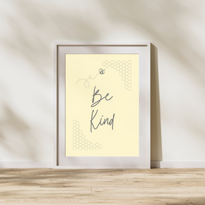 Be Kind Bumble Bee Affirmation Wall Print Bee Kind Customisable Print Feel Good Print Inspiring Print Mental Health Print Motivation Print Gift Idea