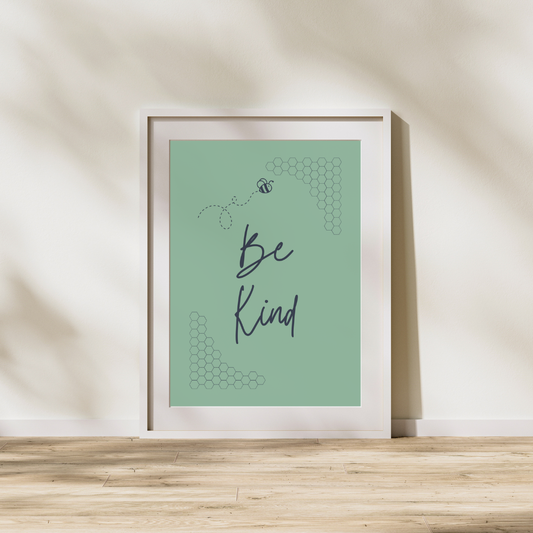 Be Kind Bumble Bee Affirmation Wall Print Bee Kind Customisable Print Feel Good Print Inspiring Print Mental Health Print Motivation Print Gift Idea