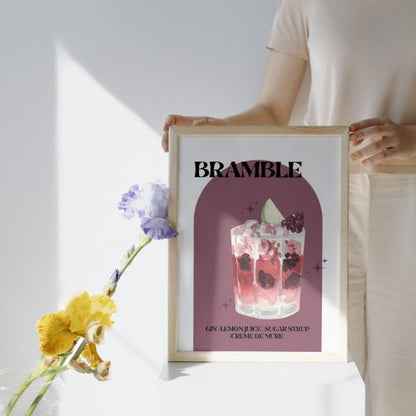 Bramble Print Cocktail Wall Print Home Bar Decor Home Bar Print Poster Bramble Cocktail Recipe Gift For Home Bar Gift For Cocktail Lover