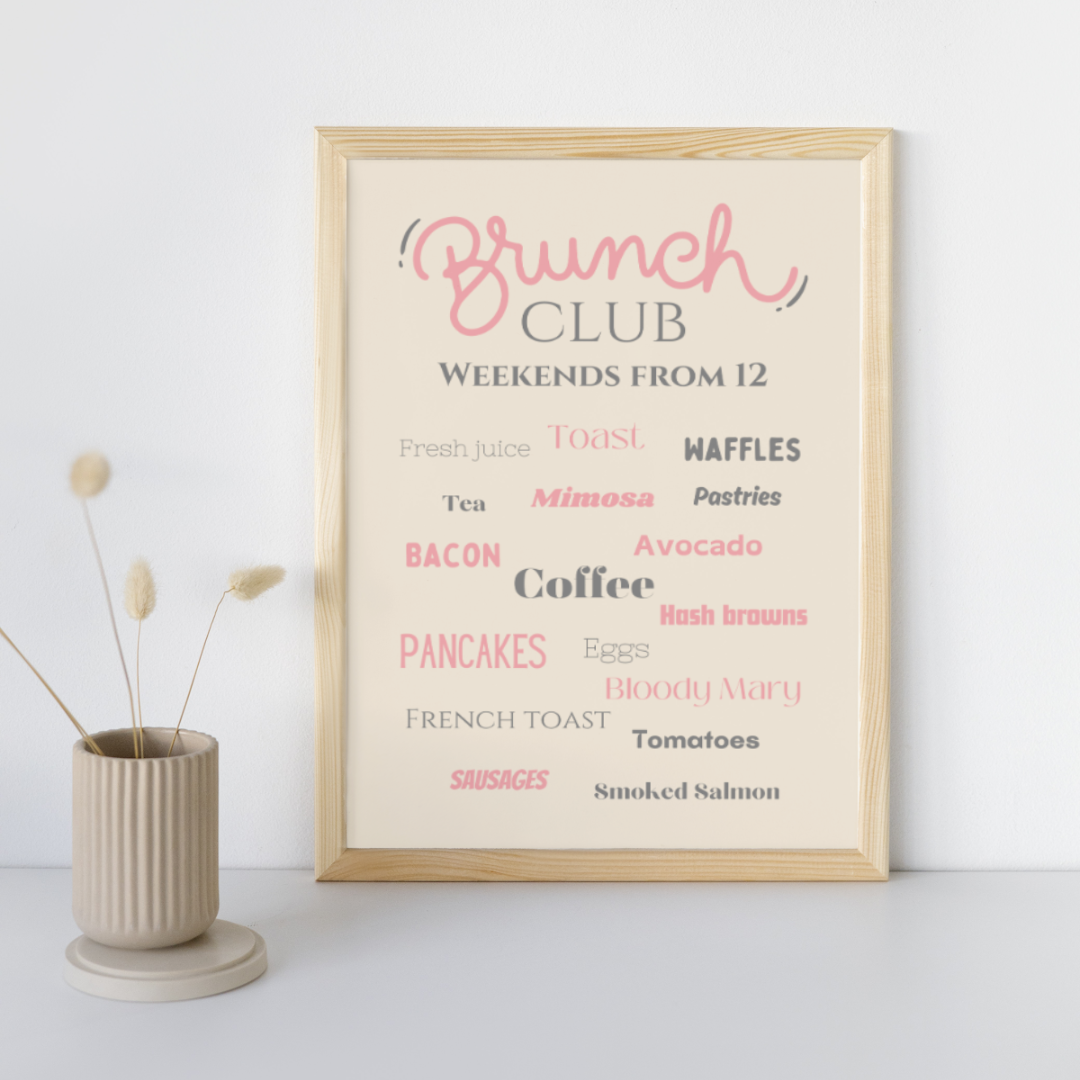 Brunch Print Art Brunch Club Kitchen Print Breakfast Lunch Gifts For Home And Kitchen Brunch Lover Coffee Food Pastries Modern Wall Art