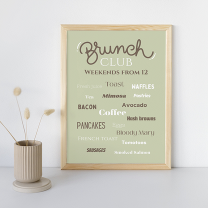 Brunch Print Art Brunch Club Kitchen Print Breakfast Lunch Gifts For Home And Kitchen Brunch Lover Coffee Food Pastries Modern Wall Art