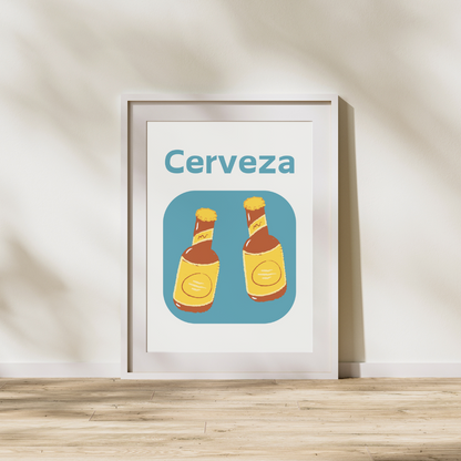 Beer Art Poster Spanish Cerveza Print Poster Pub Booze Home Bar Print Customisable Print Wall Print Home Decor Gift Idea Home Bar Craft Beer