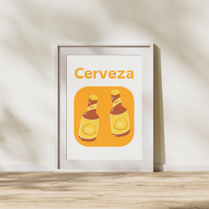 Beer Art Poster Spanish Cerveza Print Poster Pub Booze Home Bar Print Customisable Print Wall Print Home Decor Gift Idea Home Bar Craft Beer