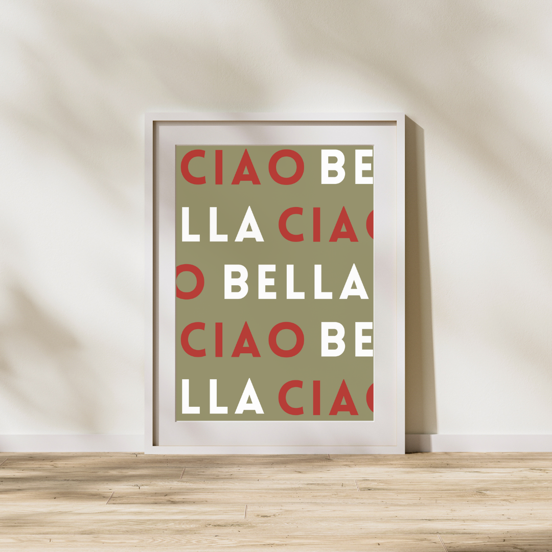 Ciao Bella Print Poster Italian Print Customisable Print Personalised Wall Print Home Decor Kitchen Print Gift Idea Hello Beautiful