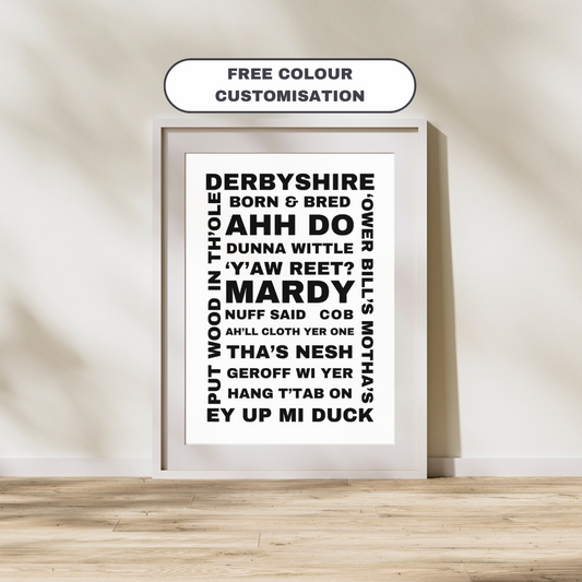 Derbyshire Dialect Derbyshire Phrases Print Derbyshire Slang Northern Saying Slang Northern Gift Idea Home Decor Customisable Print