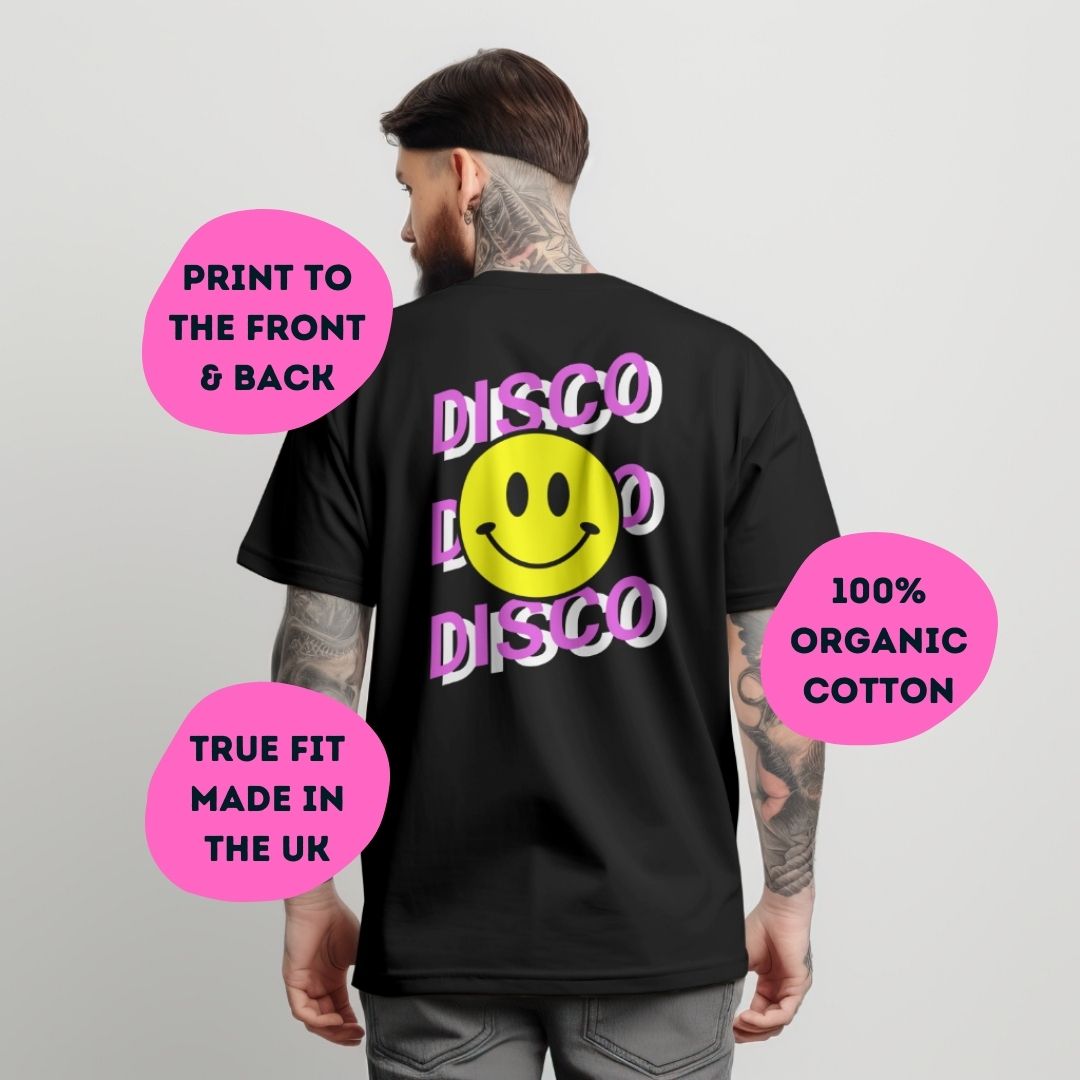 Unisex T-shirt | Retro Graphic | Rave Disco Festival Clothing | 100% Organic Cotton