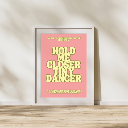 Elton John Tiny Dancer Lyrics Quote Prints Disco Customised Personalised Art Retro Vintage 70's Music 1970's Music Prints Poster Art